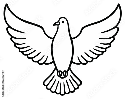 Dove illustration showing wings spread conveying themes of peace hope and faith in vector form