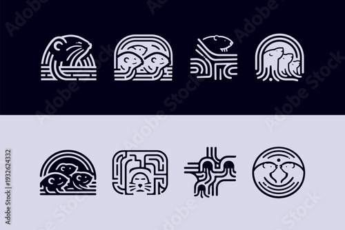 Abstract Rat Burrow and Tunnel System Line Art Icons