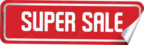 A red super sale sticker on a white background