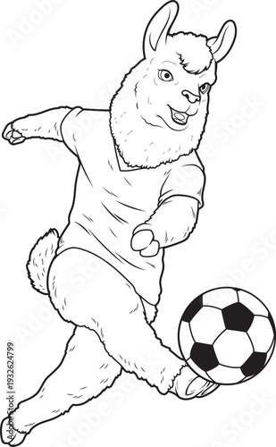 Llama Soccer player Soccer Sports Animal Vector Graphic Art Illustration