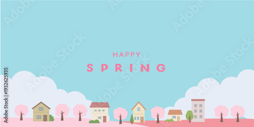 春のバナーイラスト　春の背景イラスト　　桜のバナー　春素材