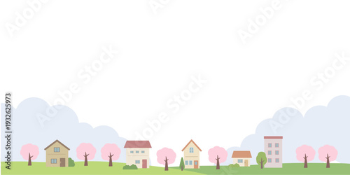 春のバナーイラスト　春の背景イラスト　　桜のバナー　春素材