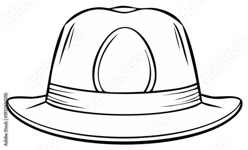 Classic Fedora Hat Outline Drawing Simple and Bold for Design Projects