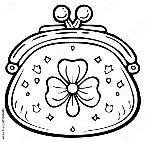 Charming cartoon coin purse with a simple flower design and playful clasp