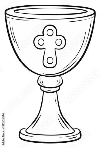 Ornate chalice with cross emblem symbolizing religious sacrament and communion