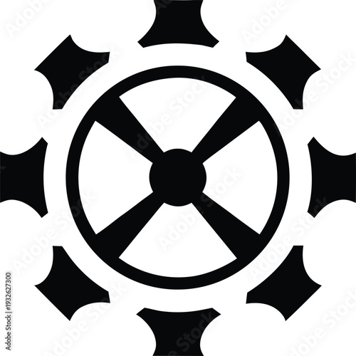 Abstract Industrial Gear Logo – Black and White Minimalist Cogwheel Vector for Engineering and Tech