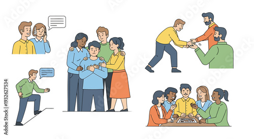 Set of 6 people communication icons vector