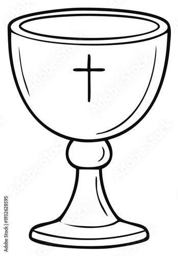 Christian communion chalice with cross emblem, holy sacrament cup for ritual and faith