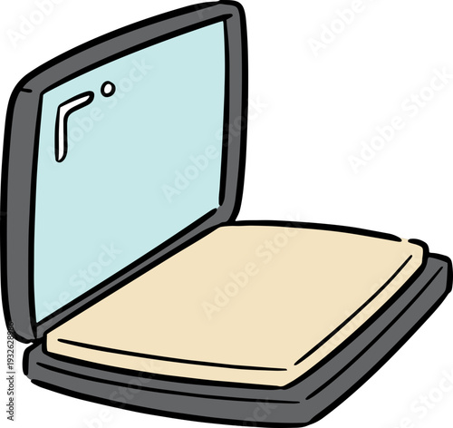 Hand drawn illustration of compact powder with mirror