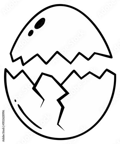 Cracked Egg Outline Revealing Mystery Inside Simple Vector Graphic Illustration
