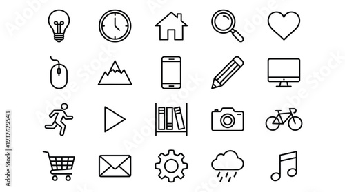 Collection of 20 line icons for web and mobile applications