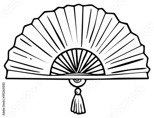 Ornate Handheld Folding Fan with Tassel