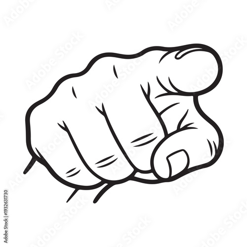 A clenched fist is shown in a bold black and white illustration