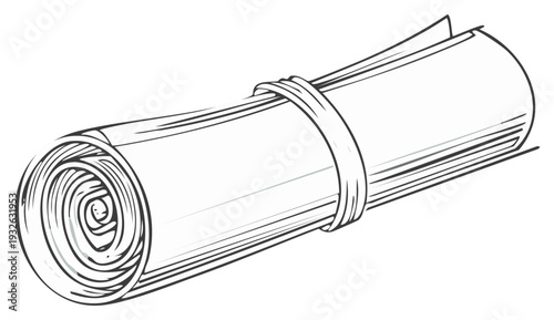 Rolled Parchment Scroll Tied with String Classic Vintage Document Design