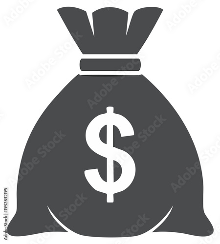 Bag of money with dollar sign icon symbol for wealth finance and investment