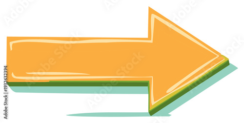 Stylized Orange Arrow Pointing Right with Layered Three Dimensional Graphic Effect