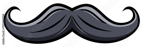 Cartoon Mustache Illustration, Vector Graphic, Black and Gray Design