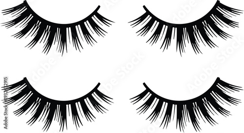 Set of Four Closed Eyes with Long Eyelashes Vector Illustrations for Beauty, Fashion, and Cosmetic Themes