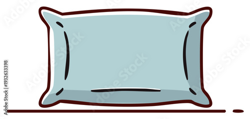 Soft rectangular light blue pillow cartoon illustration for restful nights and comfortable sleep