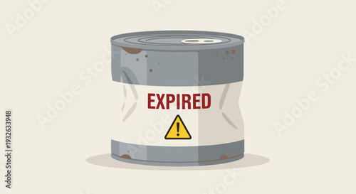 Expired, warning, industrial barrel, vector icon, hazardous waste