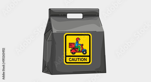 Vector caution sign on milk carton