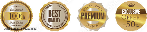 Golden badges for premium quality and exclusive offers