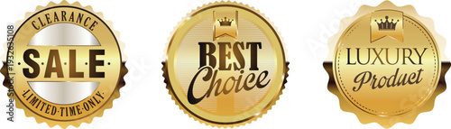Golden luxury sale and best choice badges