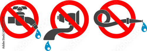 Faucet icons with water drops