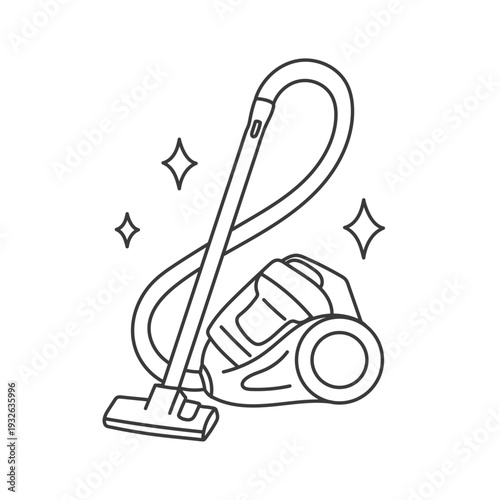 hand-drawn vacuum cleaner, house cleaning