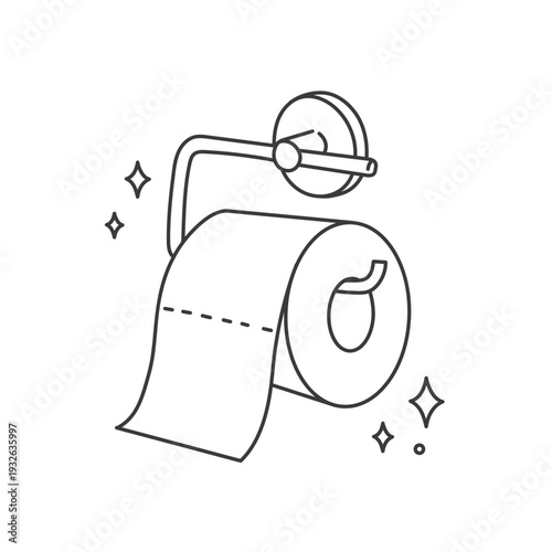 Toilet paper, hand-drawn, home cleaning