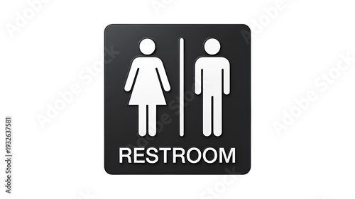 Black and white restroom sign with male and female symbols a white indicating unisex restroom facilities simple design clear signage public isolated on transparent background png