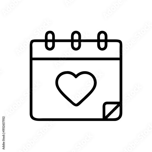 Calendar with heart vector icon for love event reminder date wedding anniversary and special day concept design