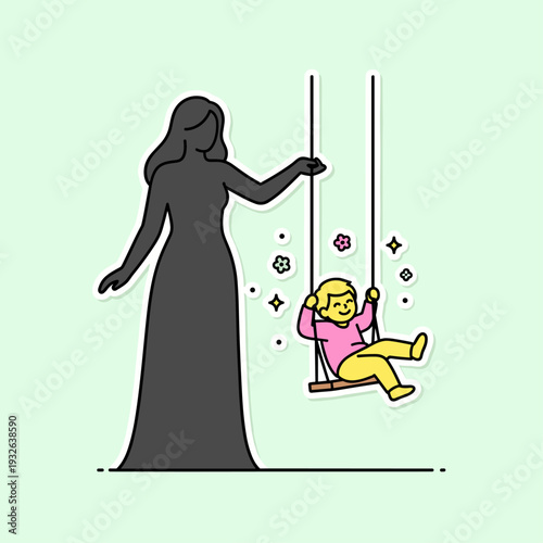 Flat Vector Inner Child Swing Illustration