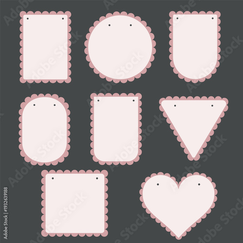 Flag garland, scalloped edge banner, garland flag, pennant, banner clipart, printable banner, birthday