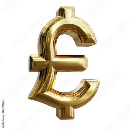 Realistic 3d golden british pound sterling symbol currency finance money wealth investment asset investment