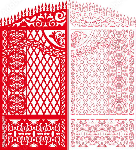 Decorative Paper Cut Diamond Argyle Lattice Panel with Ornamental Floral Scroll Top and Bottom Border, Laser Cut Geometric Trellis Screen Frame Design