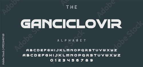 Digital modern alphabet font. Creative abstract urban, futuristic, fashion, sport, minimal technology typography.  Simple vector illustration with number