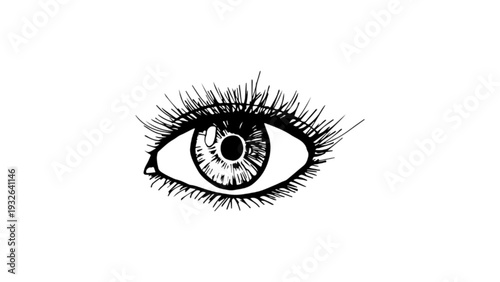 Human Eye Sketch with Detailed Eyelashes