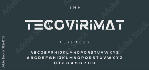 Digital modern alphabet font. Creative abstract urban, futuristic, fashion, sport, minimal technology typography.  Simple vector illustration with number
