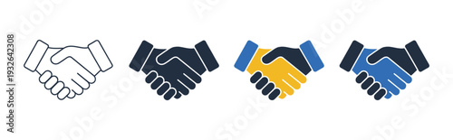 Handshake simple icon flat vector, business deal and agreement symbol, partnership and cooperation line design, minimal vector illustration