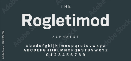 Digital modern alphabet font. Creative abstract urban, futuristic, fashion, sport, minimal technology typography.  Simple vector illustration with number