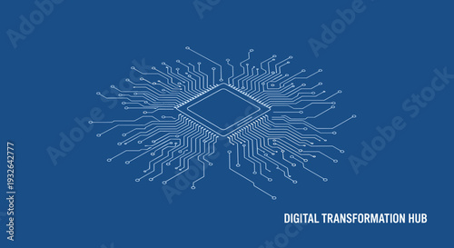 Central Microchip Circuit Board Digital Hub.