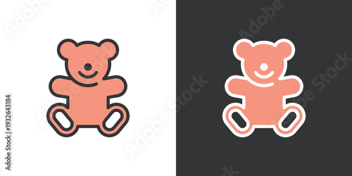 クマのぬいぐるみのシンプルなカラーアイコン