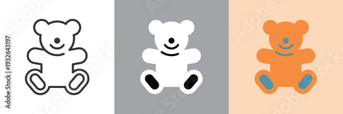 クマのぬいぐるみのシンプルなカラーアイコン
