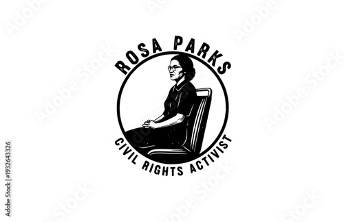 Rosa Parks Civil Rights Silhouette Sitting, Historical Social Justice Vector Sticker, Human Rights Activism Illustration