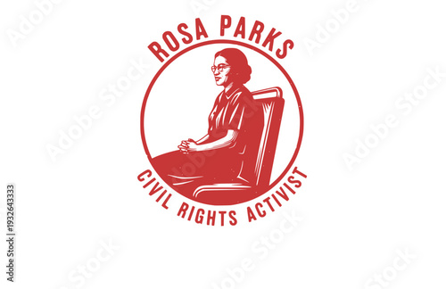 Rosa Parks Civil Rights Silhouette Sitting, Historical Social Justice Vector Sticker, Human Rights Activism Illustration