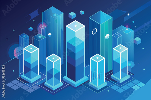 Abstract vertical glass blocks symbolizing scalability