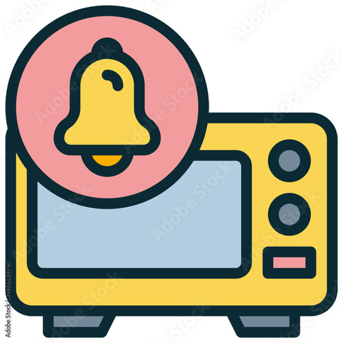 microwave oven baked food bell ringing alert notification filled outline icon