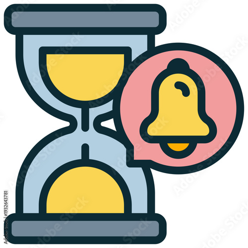sand watch time bell alert notification filled outline icon