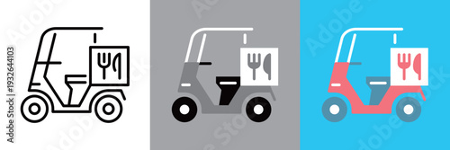 シンプルなデリバリーバイクのラインアイコン